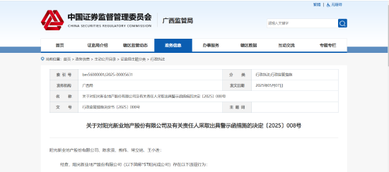 业绩预告失准！*ST阳光及相关责任人被出具警示函